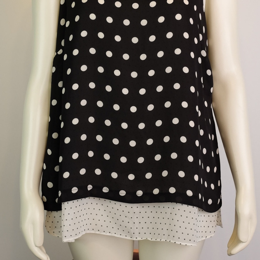 Polka Dot double layer sleeveless top V neck New - Picture 2 of 7